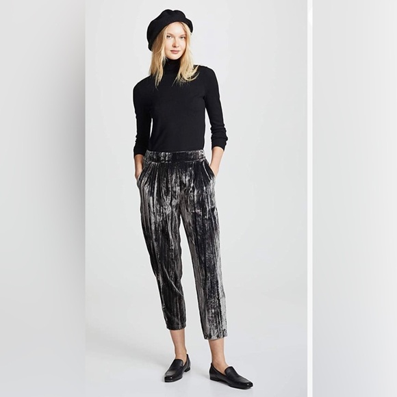 Splendid Moonstone crushed black velvet Pull-On Slouchy Tapered leg Pant size XS - Picture 1 of 13